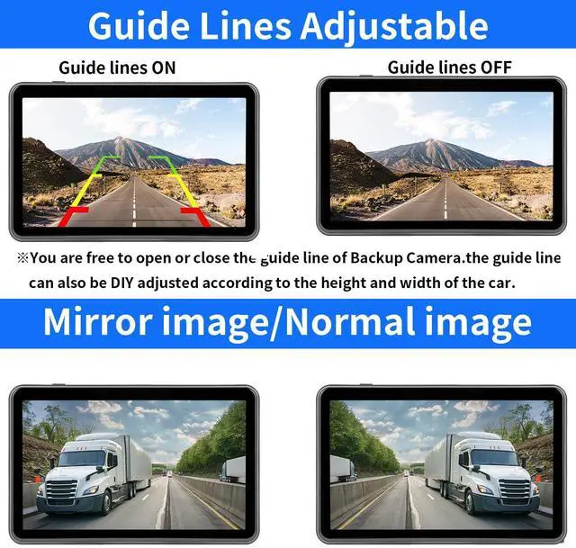 Alt view image 5 of 7 - 3 Camera Wired Backup Camera System Dash Cam for Truck/RV/Trailer/Bus/Tractor 10.1" Touch Monitor Loop Recording Split Screen 1080P Rear View & 2 Side View Camera Night Vision IP68 Back up Camera