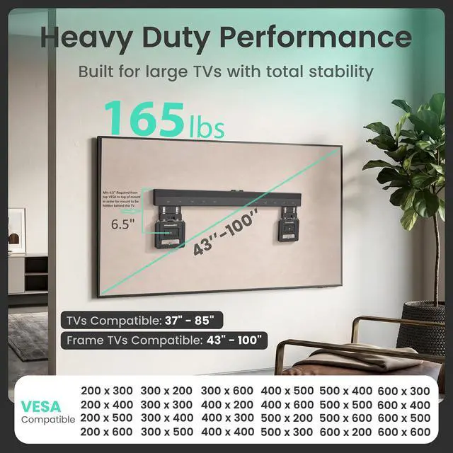Alt view image 2 of 7 - Ultra Slim TV Wall Mount for 43-100" TVs, Frame Compatible | Micro gap 0.37in low profile flush mount, compatible with most TVs, great alternative for Frame TV, max VESA 600x800, 165 lbs