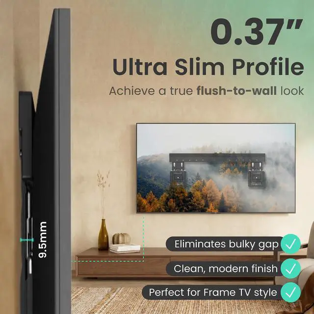 Alt view image 5 of 7 - Ultra Slim TV Wall Mount for 43-100" TVs, Frame Compatible | Micro gap 0.37in low profile flush mount, compatible with most TVs, great alternative for Frame TV, max VESA 600x800, 165 lbs