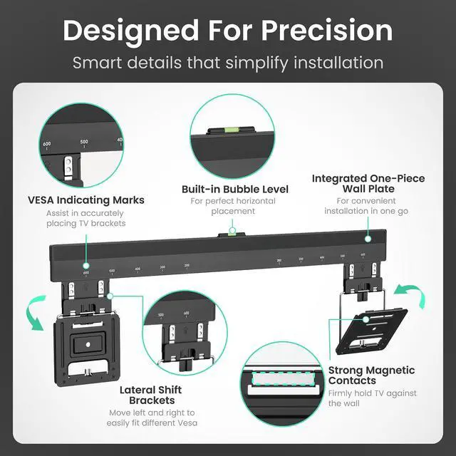 Alt view image 4 of 7 - Ultra Slim TV Wall Mount for 43-100" TVs, Frame Compatible | Micro gap 0.37in low profile flush mount, compatible with most TVs, great alternative for Frame TV, max VESA 600x800, 165 lbs