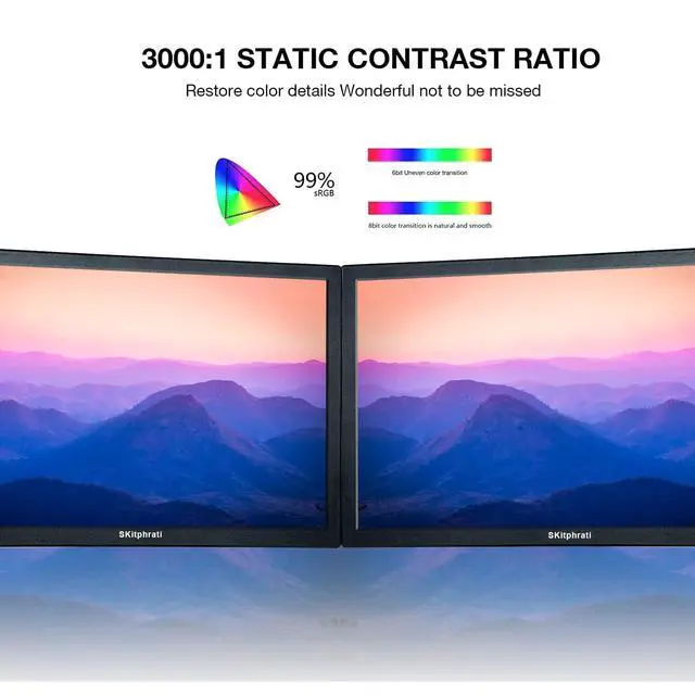 Alt view image 3 of 7 - 15.6 Inch Small PC Monitor, FHD VA 1080P Desktop Display with 1920x1080 99% sRGB HDMI VGA Ports, 2 Hole Mounting, LED Monitor for PC, Laptop and Computer, Black