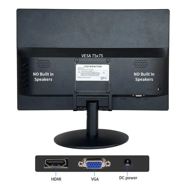 Alt view image 6 of 7 - 15.6 Inch Small PC Monitor, FHD VA 1080P Desktop Display with 1920x1080 99% sRGB HDMI VGA Ports, 2 Hole Mounting, LED Monitor for PC, Laptop and Computer, Black