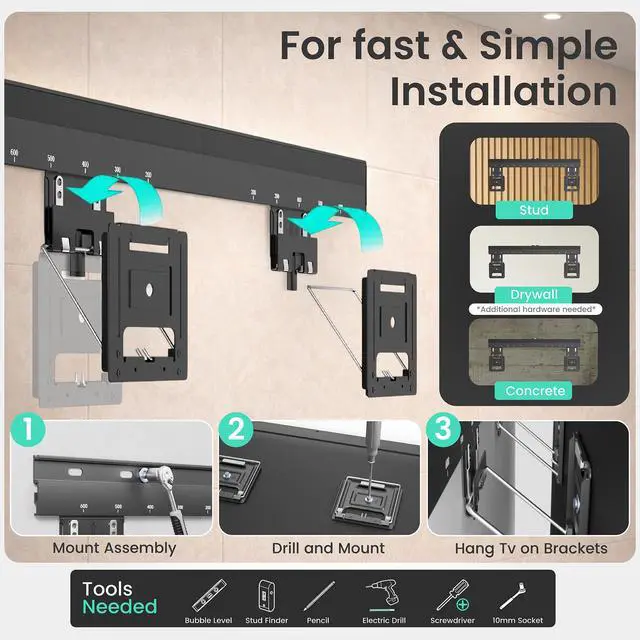 Alt view image 7 of 7 - Ultra Slim TV Wall Mount for 43-100" TVs, Frame Compatible | Micro gap 0.37in low profile flush mount, compatible with most TVs, great alternative for Frame TV, max VESA 600x800, 165 lbs