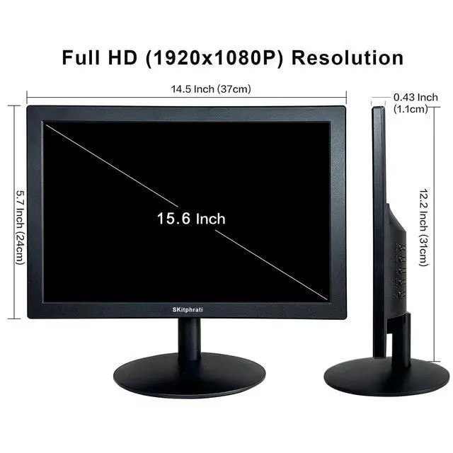Alt view image 7 of 7 - 15.6 Inch Small PC Monitor, FHD VA 1080P Desktop Display with 1920x1080 99% sRGB HDMI VGA Ports, 2 Hole Mounting, LED Monitor for PC, Laptop and Computer, Black