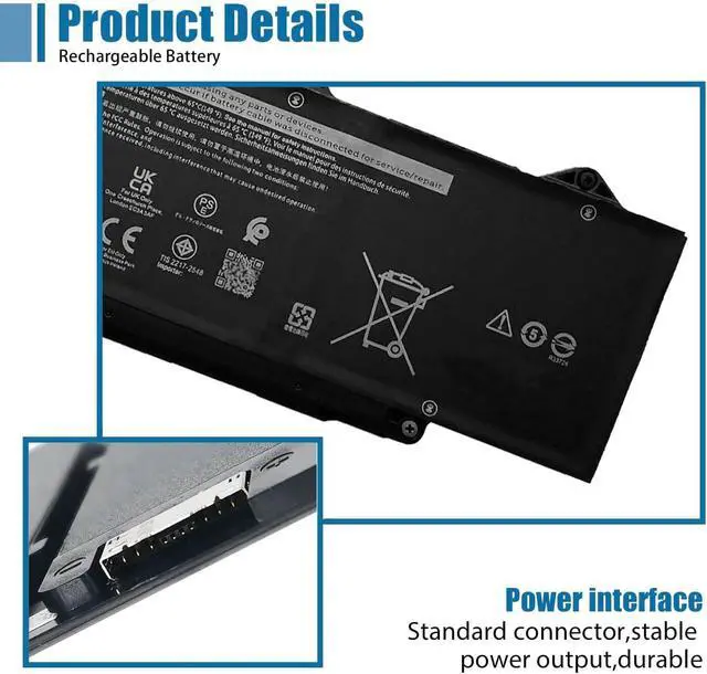 Alt view image 3 of 5 - R73TC DR02P Laptop Battery Replacement for Dell Latitude 5440 5450 5540 5550 Precision 3480 3490 3580 3590 Series 0V042N V042N 11.4V 54Wh