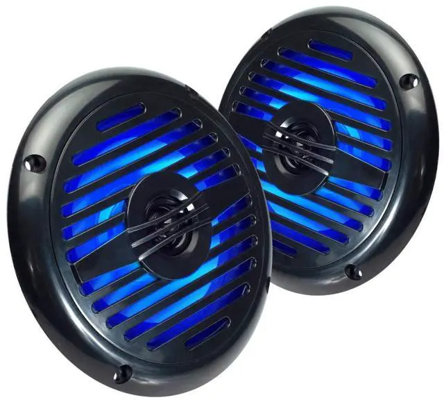 Main image of 5.25 Water Resistant Coaxial Speakers with Blue LED Lights for Marine, RVs, & Hot Tubs Pair