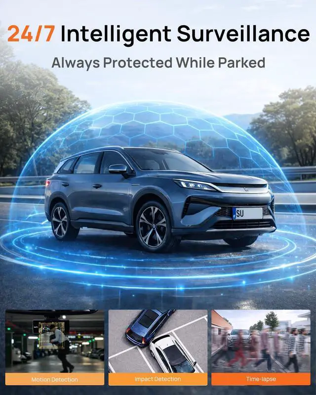 Alt view image 5 of 7 - SAFY 9, 4K+1080P Dash Cam Front and Rear, STARVIS, Free64GB Card | HDR, AI Night Vision, 24H Parking Mode, Wi-Fi, GPS, LCD Display, App Control, Cloud Connectivity