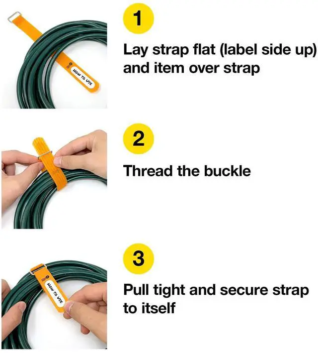 Alt view image 6 of 7 - Cinch-Straps (Assorted 16 Pack) | Straps with Metal Buckles and Write on Labels for Easy Cord Identification, Waterproof, Reusable, Multi-Purpose, Adjustable