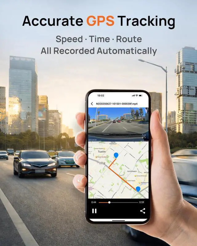 Alt view image 6 of 7 - SAFY 9, 4K+1080P Dash Cam Front and Rear, STARVIS, Free64GB Card | HDR, AI Night Vision, 24H Parking Mode, Wi-Fi, GPS, LCD Display, App Control, Cloud Connectivity