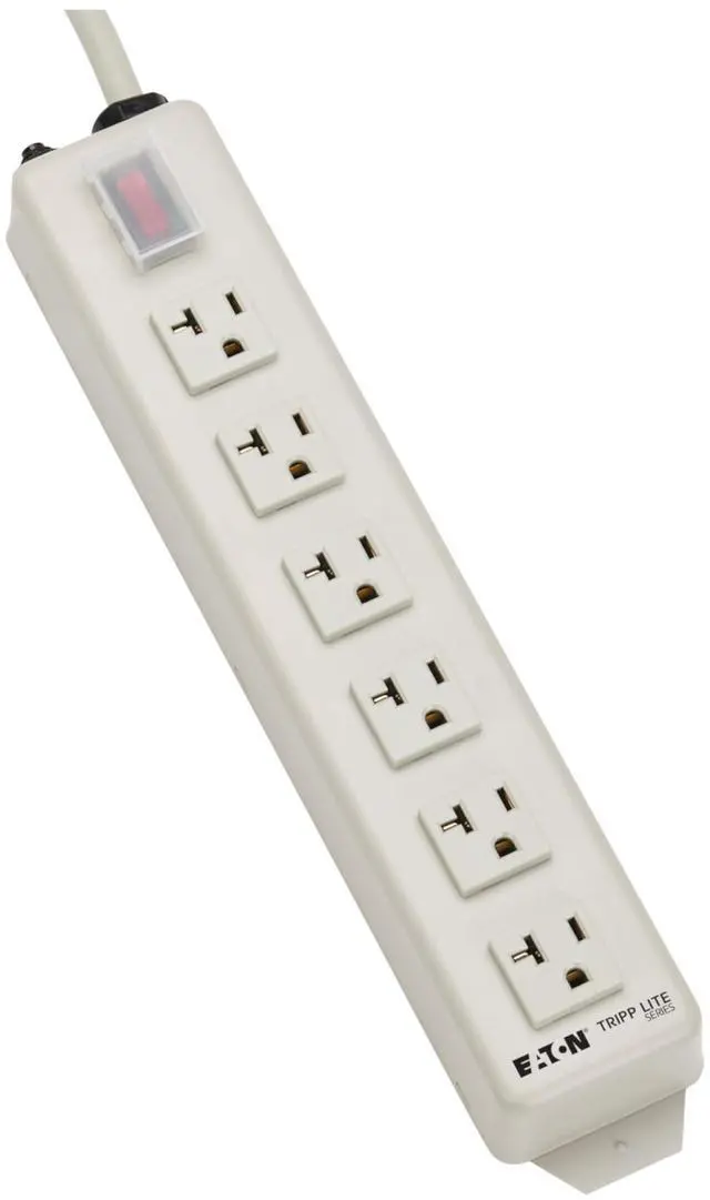 Main image of Eaton Series Heavy Duty 20 Amp Power Strip, 6 Outlet, Metal, Under Desk & Wall Mount Option, 6ft Extension Cord, On/Off Switch Cover, Industrial Garage Shop Work Bench (TLM615NC20)