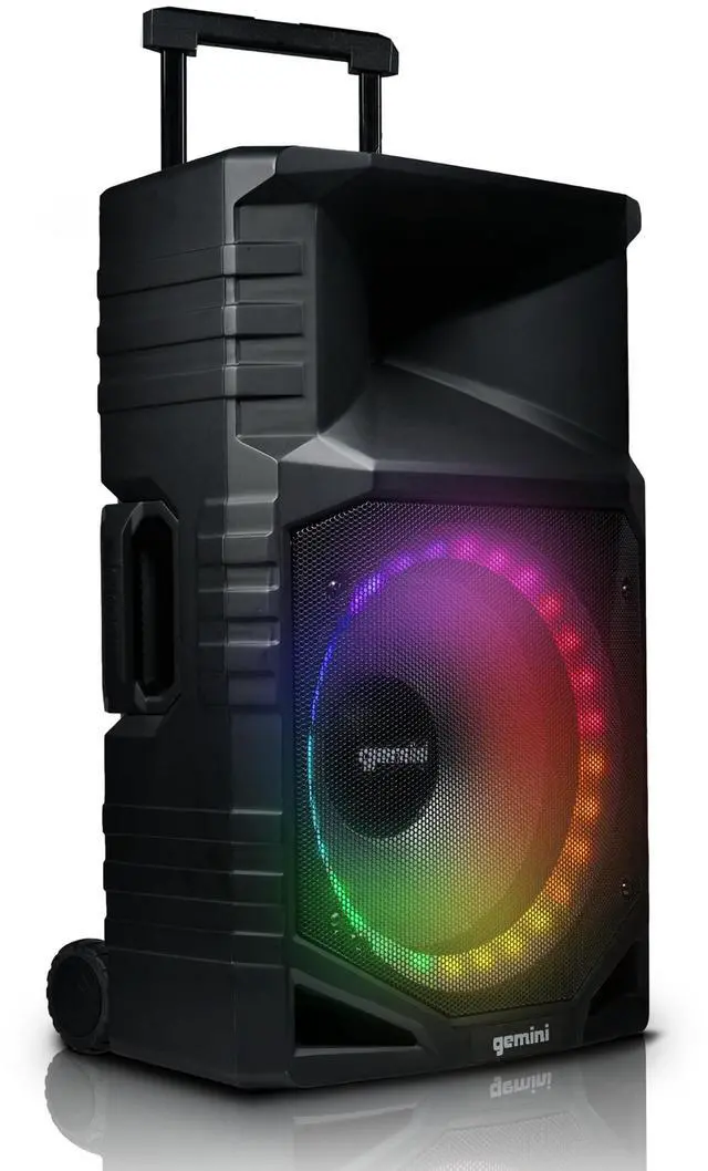 Main image of 15" Bluetooth Party Tower Speaker, 1400 Watts (GXP-T1500) | Battery party tower, up to 24 hr - IPX4 weatherproof, wheels - Bluetooth, mic, guitar - LED & mic incl