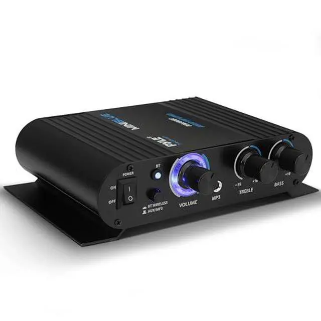 Alt view image 2 of 7 - Wireless Bluetooth Home Audio Amplifier - 90W Dual Channel Mini Portable Power Stereo Sound Receiver w/ Speaker Selector, RCA, AUX, LED, 12V Adapter - For Smartphone PA, Studio Use - PFA330BT