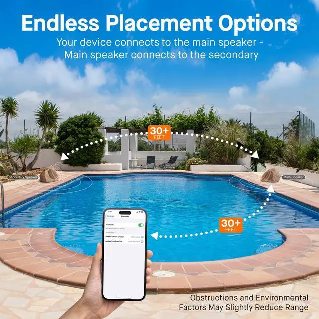 Alt view image 6 of 7 - Outdoor Rock Speaker Solar-Powered Wireless Bluetooth 5.0 Portable Speaker Weatherproof for Patio, Pool, Deck, Yard, Garden and Home (Brown, 2-Pack)