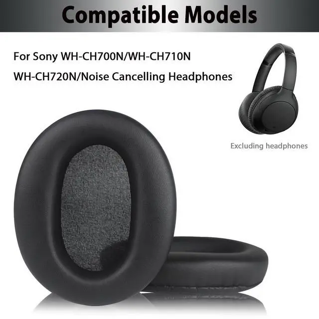 Alt view image 2 of 7 - Replacement Ear Pads for Sony WH-CH720N, WH-CH710N - Black | Softer Protein Leather & High-Density Memory Foam Earpads for Sony Headphones