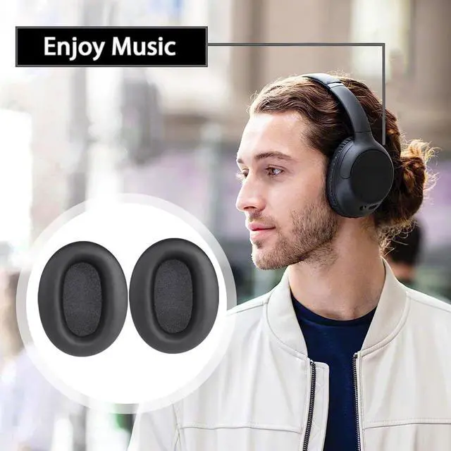 Alt view image 6 of 7 - Replacement Ear Pads for Sony WH-CH720N, WH-CH710N - Black | Softer Protein Leather & High-Density Memory Foam Earpads for Sony Headphones