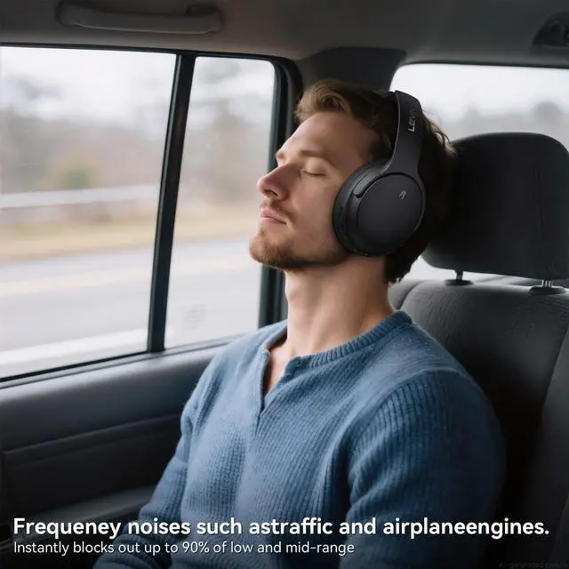 Alt view image 4 of 7 - Hybrid Active Noise Cancelling Headphones, Wireless Headphones Bluetooth 5.4 with Transparent Mode, Hi-Res Audio, Deep Bass, 70H Playtime Over Ear Bluetooth Headset for Work/Travel/Home/Office