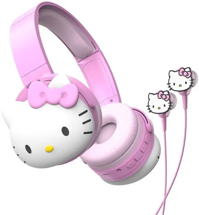 Main image of 2-in-1 Wireless Bluetooth Headphones with Wired Earbuds Foldable Over-Ear Headset with Built-in Mic, AUX Cable, Adjustable Headband, and Onboard Controls Pink