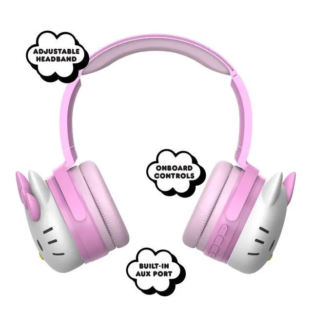 Alt view image 2 of 6 - 2-in-1 Wireless Bluetooth Headphones with Wired Earbuds Foldable Over-Ear Headset with Built-in Mic, AUX Cable, Adjustable Headband, and Onboard Controls Pink