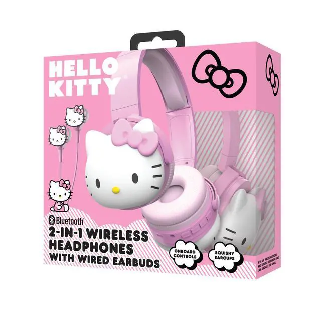 Alt view image 5 of 6 - 2-in-1 Wireless Bluetooth Headphones with Wired Earbuds Foldable Over-Ear Headset with Built-in Mic, AUX Cable, Adjustable Headband, and Onboard Controls Pink
