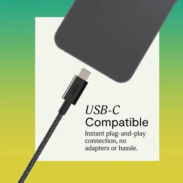 Alt view image 3 of 7 - House of Smile Jamaica USB-C Wired Earbuds with Microphone, in-Ear Headphones, 9.2mm Driver, Tangle-Resistant Cable, Plug-and-Play Earphones for Smartphones, Tablets & Laptops (Black)