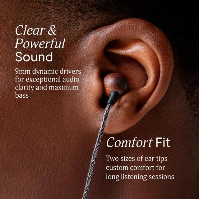 Alt view image 4 of 7 - House of Smile Jamaica USB-C Wired Earbuds with Microphone, in-Ear Headphones, 9.2mm Driver, Tangle-Resistant Cable, Plug-and-Play Earphones for Smartphones, Tablets & Laptops (Black)