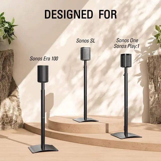 Alt view image 6 of 7 - Speaker Stand for Sonos Era 100, One, One SL, Play:1, Height Adjustable 32.5"- 42", Single Surround Sound Speaker Stand with Cable Management, 13.2 LBS Loading MD5411