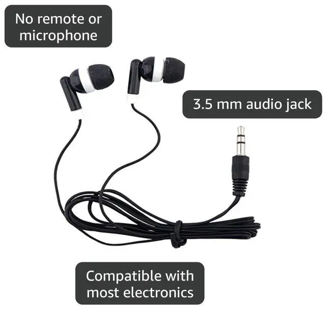 Alt view image 3 of 7 - Wholesale Bulk Earbuds Headphones 100 Pack Individually Bagged Earphones for Schools, Classroom, Students, Libraries, Hospitals, Museums