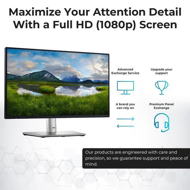 Alt view image 6 of 7 - Dell P2725H 27" Full HD 1920 x 1080 Monitor -, Computer Monitor Screen Bundle with Power Cable USB 3.0 Upstream Cable DisplayPort + HDMI Cables + Cloth