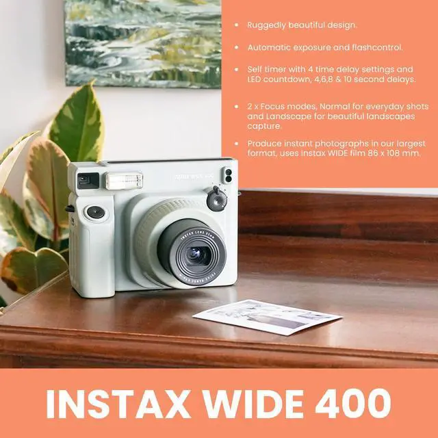 Alt view image 3 of 7 - Instax Wide 400 Instant Camera Bundle - Includes Twin Pack Wide Frame Film, BluebirdSales Carrying Case, Cleaning Cloth, and 4 AA Batteries - Portable (Wide 400 Instant Camera)