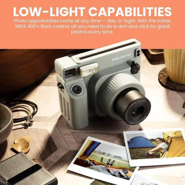 Alt view image 4 of 7 - Instax Wide 400 Instant Camera Bundle - Includes Twin Pack Wide Frame Film, BluebirdSales Carrying Case, Cleaning Cloth, and 4 AA Batteries - Portable (Wide 400 Instant Camera)