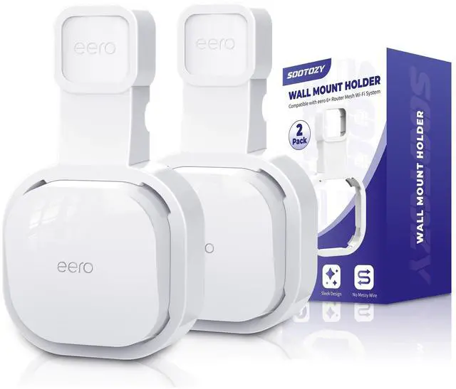 Main image of Wall Mount Holder for eero 6 and for eero 6+ Router Mesh Wi-Fi System No Messy Wires, Space-Saving Outlet Wall Mount Holder for eero 6 Plus Extender, Stand Bracket for eero 6+ (White-2pcs)