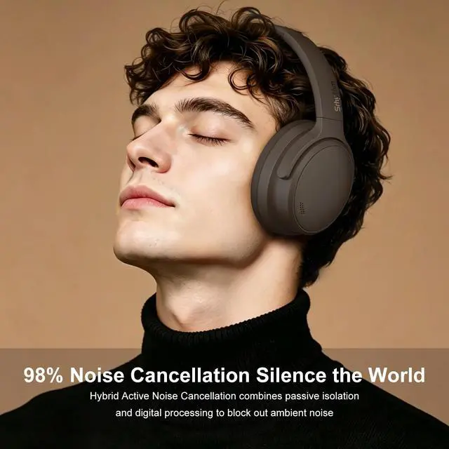 Alt view image 2 of 7 - NiceComfort 35(2nd Gen)Noise Cancelling Headphones 4-Speakers 40kHz | HD Sound,140 Hours' Ultra-long Playtime for Travel, Bluetooth 6.0, 5 Microphones ENC,Transparency,Spatial Audio,Low Latency