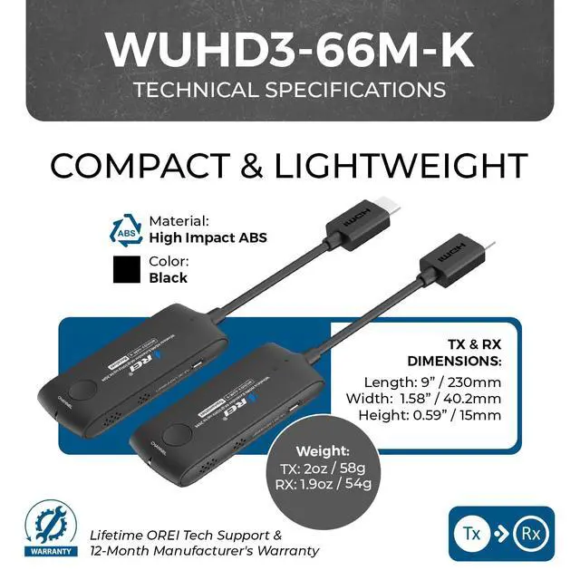 Alt view image 5 of 7 - Wireless HDMI Extender 60ft 4K@30Hz, 5.2 GHz SSID Pairing, Low-Latency | Wireless HDMI Transmitter Receiver 5GHz, HDMI 1.4, HDCP 1.4, 10.2Gbps, Channel Switching, 24/7 Operation