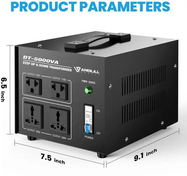 Alt view image 7 of 7 - Voltage Converter 5000 Watt Voltage Transformer(110V to 230V,230V to 110V) | Heavy Duty Transformer,Circuit Breaker Protection,(110V to 230V,230V to 110V)for Global Household Appliances
