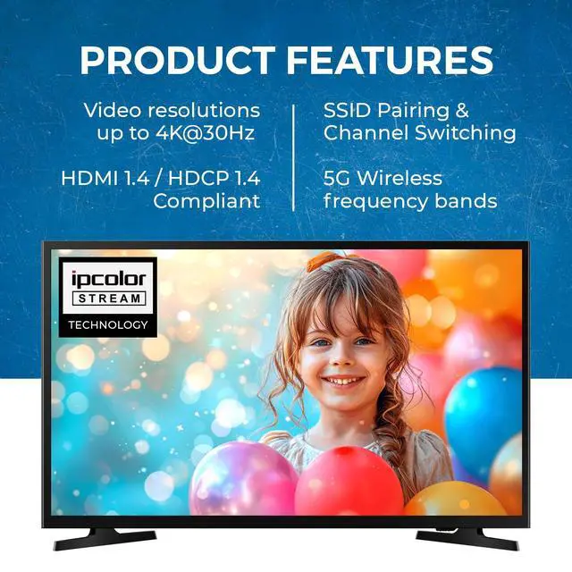 Alt view image 7 of 7 - Wireless HDMI Extender 60ft 4K@30Hz, 5.2 GHz SSID Pairing, Low-Latency | Wireless HDMI Transmitter Receiver 5GHz, HDMI 1.4, HDCP 1.4, 10.2Gbps, Channel Switching, 24/7 Operation