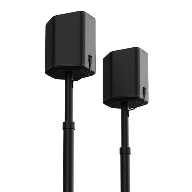 Alt view image 2 of 4 - Shockwafe Wireless 11.2.6 Speaker Stands (Set of 2) | Adjustable Height, Integrated Cable Management, Heavy Duty, For Shockwafe Wireless 11.2.6 Surround Soundbar System Surrounds
