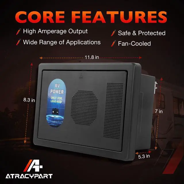 Alt view image 6 of 7 - RV Power Converter 30 Amp, WF-8735-AD 12V Converter Charger with Auto Detect for Lithium & Lead Acid Batteries, 35A DC Output, 3-Stage Charging, for RV Camper Travel Trailer