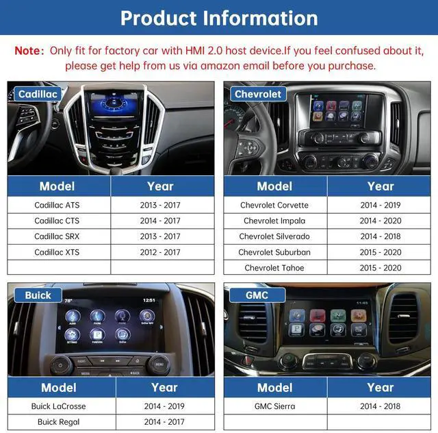 Alt view image 2 of 7 - CarPlay Kit for GM HMI 2.0 Cadillac Buick Chevrolet GMC 2014-2020 | CarPlay Interface Decoder Box, Support Wireless Carplay, Android Auto, Mirrorlink, Retains Factory Controls & Functions