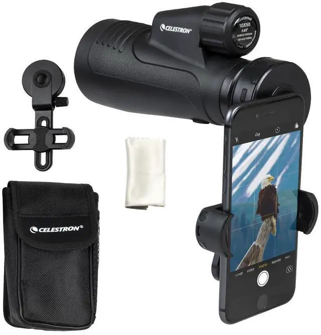 Main image of Outland X 10x50 Monocular Includes Smartphone Adapter Large 50mm Objective Lens Multi-Coated Optics BaK-4 Prism Waterproof & Fogproof Tripod Adaptable Belt Case Included
