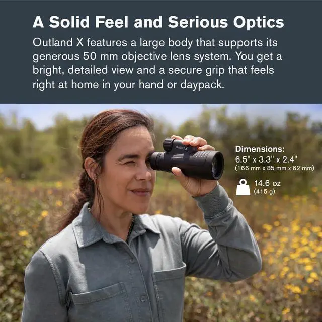 Alt view image 2 of 7 - Outland X 10x50 Monocular Includes Smartphone Adapter Large 50mm Objective Lens Multi-Coated Optics BaK-4 Prism Waterproof & Fogproof Tripod Adaptable Belt Case Included