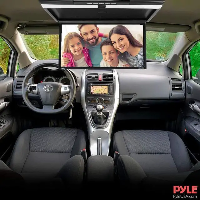 Alt view image 7 of 7 - Car Overhead Monitor Screen Display - 17.3 inch. LCD Vehicle Flip Down Roof Mount Console - HDMI TV Player Control Panel w/ Built-in IR Transmitter for Wireless IR Headphone - PLRV1725