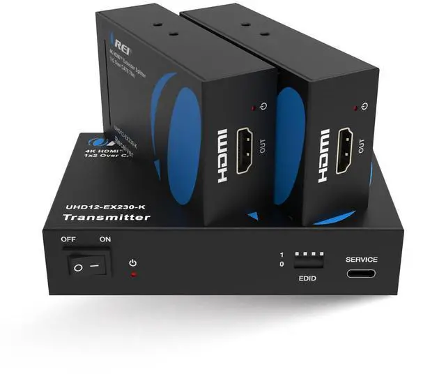 Main image of 1×2 HDMI Extender Splitter Over Ethernet 4K60H 230ft Loop-Out POC EDID | HDMI Extender Over CAT6 HDMI 2.0b, HDCP 2.2, 18Gbps, HDR10+, Dolby Vision, HLG, 12-Bit Color, LPCM & DTS-HD Audio