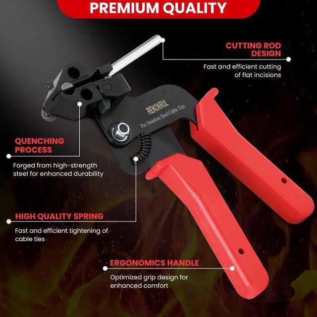 Alt view image 2 of 7 - Stainless Steel Cable Tie Gun Set Metal Zip Tie Tool Kit (Red) | Heavy Duty, 150PCS Self-Locking Ties, Adjustable Fastening & Cutting Tool for Outdoor Fencing, Automotive, Exhaust Pipes