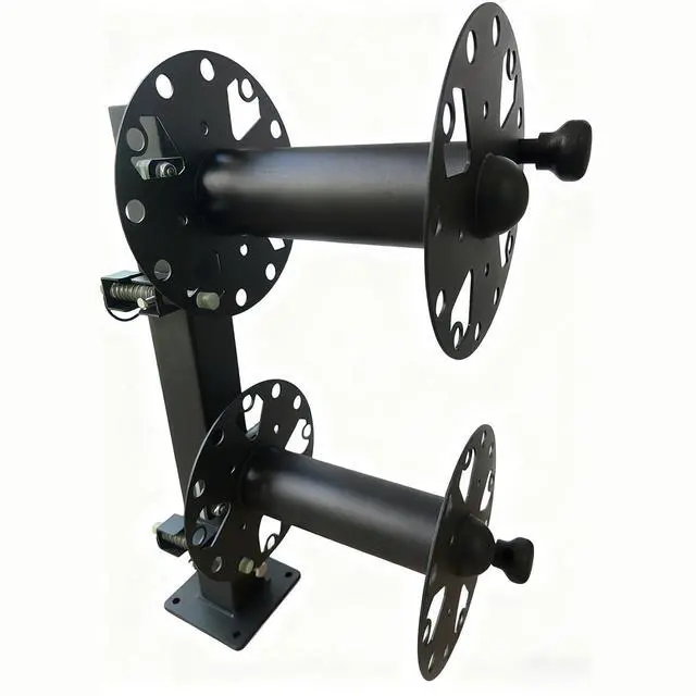 Alt view image 4 of 6 - Heavy Duty Double Welding Cable Lead Reel, 10" Lockable | FR4 Fiberglass Rod, 10° Tilting Fixed Base, Carbon Steel Construction, Holds 150FT 1/0 & 125FT 2/0 Cables