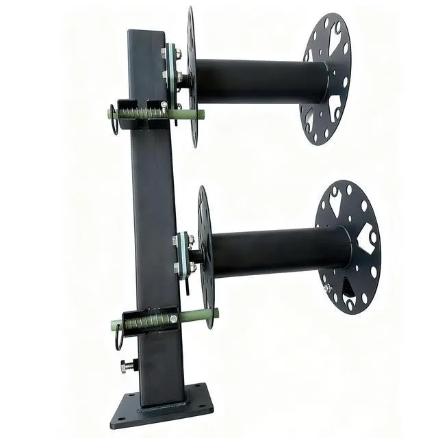 Alt view image 6 of 6 - Heavy Duty Double Welding Cable Lead Reel, 10" Lockable | FR4 Fiberglass Rod, 10° Tilting Fixed Base, Carbon Steel Construction, Holds 150FT 1/0 & 125FT 2/0 Cables