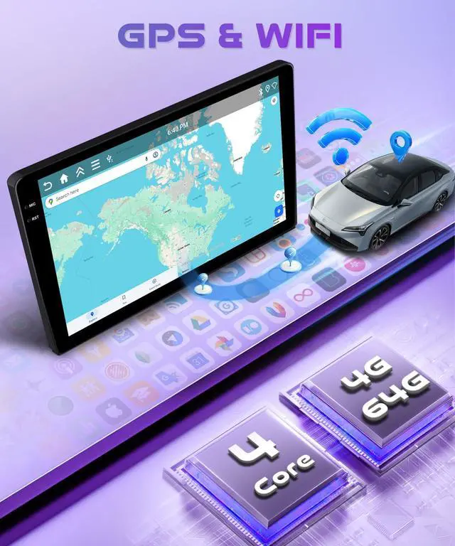 Alt view image 4 of 7 - 4G+64G Carplay Radio for Toyota Corolla 2009 2010 2011 2012 2013, Android 15 Car Stereo Android auto GPS WiFi 9 Touch Screen BT/FM Mirror Link RCA USB SWC Backup Camera