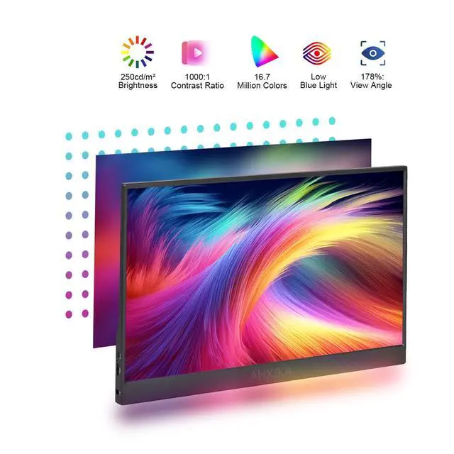 Alt view image 2 of 7 - 15.6" Touchscreen Portable Monitor FHD 1080P IPS/HDR Laptop Screen Extender for Gaming and Computer Display, Travel Monitor with Speaker Compatible with Laptop PC Phone PS Xbox Switch