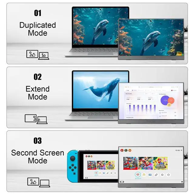Alt view image 7 of 7 - 15.6" Touchscreen Portable Monitor FHD 1080P IPS/HDR Laptop Screen Extender for Gaming and Computer Display, Travel Monitor with Speaker Compatible with Laptop PC Phone PS Xbox Switch