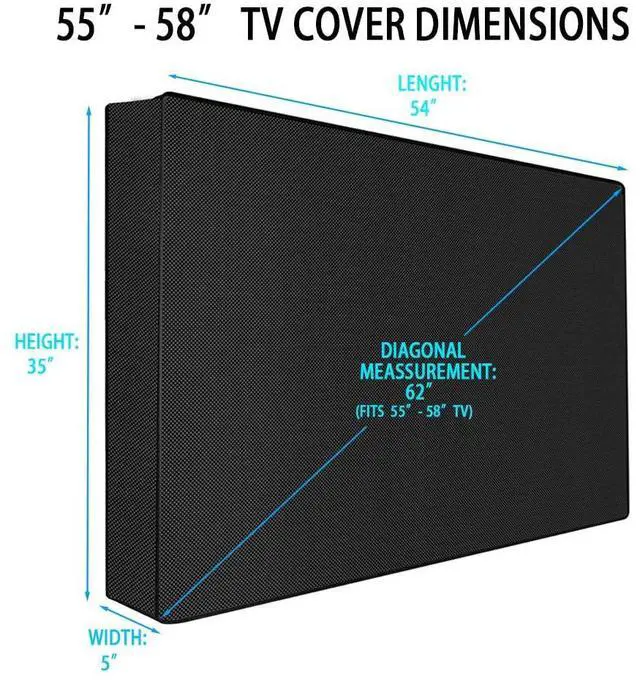 Alt view image 2 of 7 - Waterproof Outdoor TV Covers for 55 to 58 inches Outside TV, 600D Thick Fabric TV Screen Protector Cover with Remote Control Pocket - Size 55''W x 35''H x 5.5''D