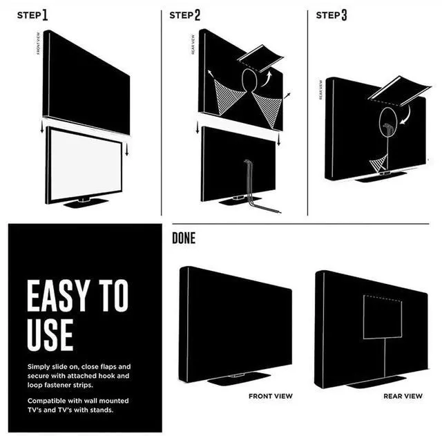 Alt view image 5 of 7 - Waterproof Outdoor TV Covers for 55 to 58 inches Outside TV, 600D Thick Fabric TV Screen Protector Cover with Remote Control Pocket - Size 55''W x 35''H x 5.5''D
